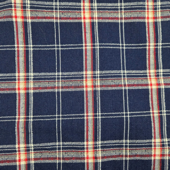 Y2K Navy Red Windowpane Tartan Plaid Boxy Oversized Blazer Jacket Size Medium - Picture 8 of 9